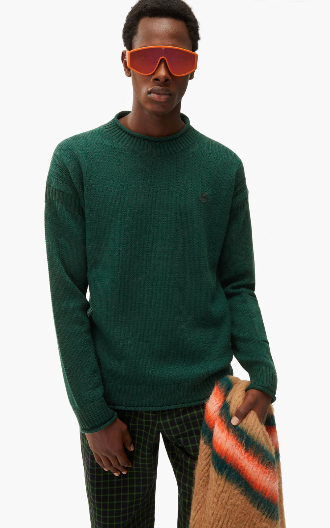 Pull Kenzo Tiger Crest wool Homme Vert Foncé | GESH-92507